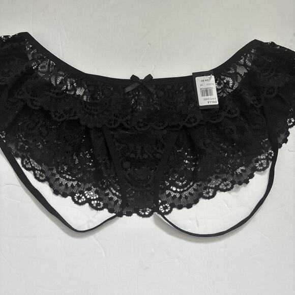 Fredericks of Hollywood Black Lace Idelle Crotchless Panties Size 1X NEW - Picture 1 of 3
